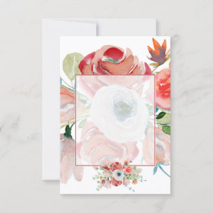 Blank budget red and pink floral wedding  invitation