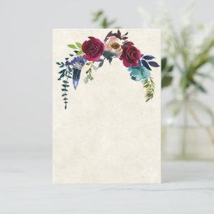 Blank budget Red boho floral wedding  Invitation