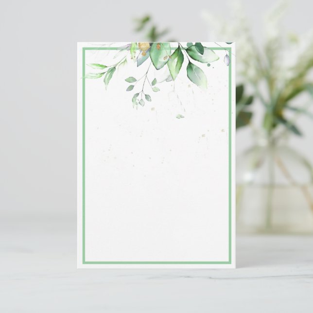 Blank budget Watercolor greenery wedding  Invitati Invitation (Standing Front)