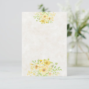 Blank budget Yellow watercolor floral wedding  Invitation