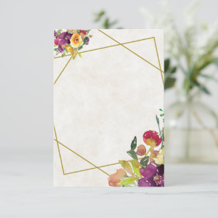 Blank Burgundy and yellow floral wedding  Invitation