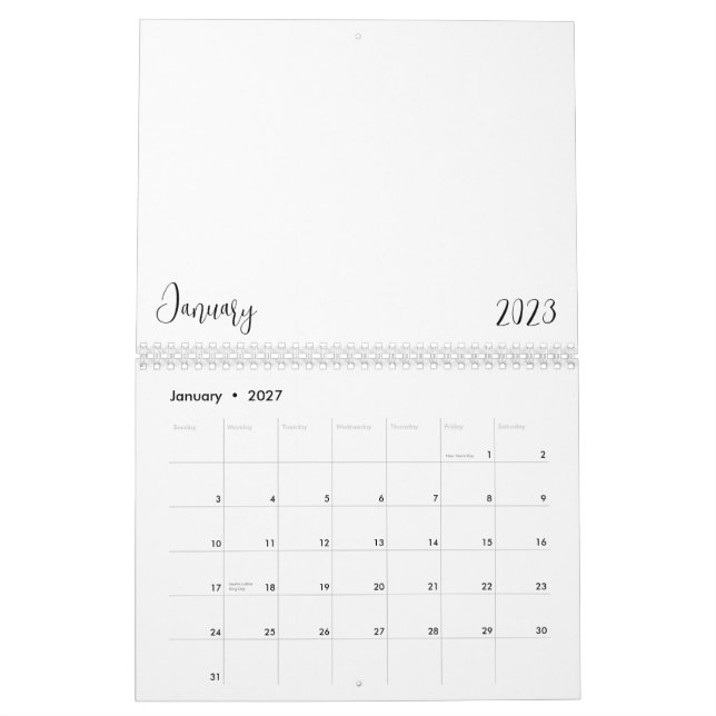Blank Calendar 2023 With Text (Jan 2027)