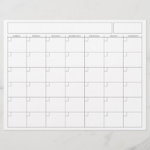 Blank Calendar Page - Sunday Start Landscape View Custom Letterhead