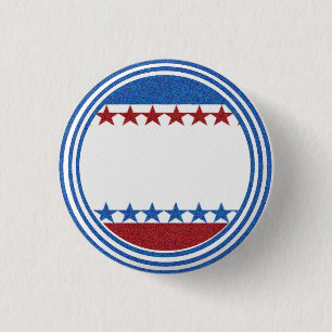 Blank Campaign Button Stars Stripes Glitter