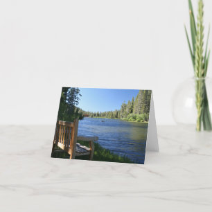 Blank Card, Bench on Mountain Lake Thank You Card