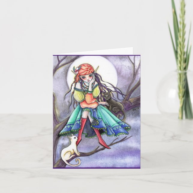 Blank Card - Gypsy Witch & Cat ~~* The Visitor *~~ (Front)