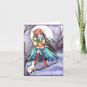 Blank Card - Gypsy Witch & Cat ~~* The Visitor *~~