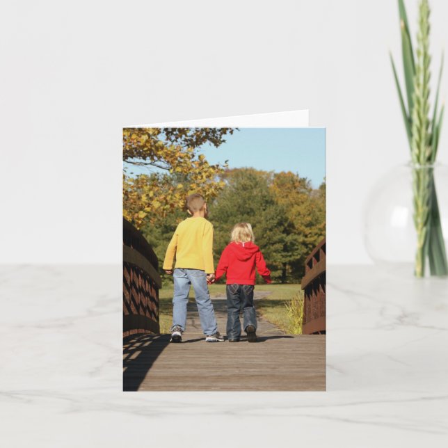 Blank Card - Kids On Bridge (Front)