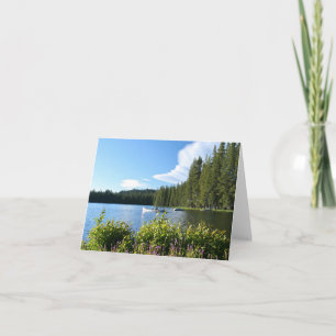 Blank Card, Lake, Canoe, Wildflowers Thank You Card