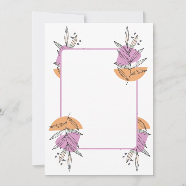Blank Card -leaf graphic peach and pink (Front)