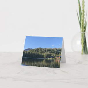 Blank Card, Mountain Lake, Cabins, Forest Thank You Card