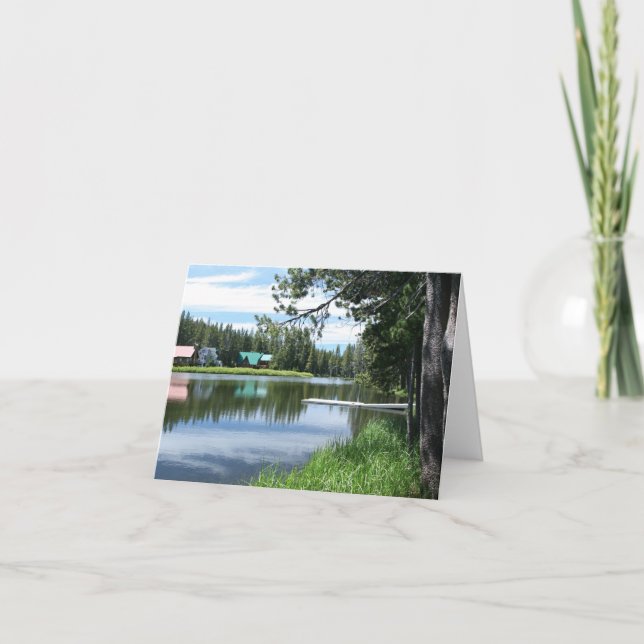 Blank Card, Mountain Lake, Dock Thank You Card (Front)