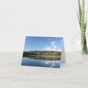 Blank Card, Mountain Lake, Forest, Cabins Blue Sky Thank You Card