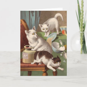 Blank card - Naughty Cat series - Cats in a jam