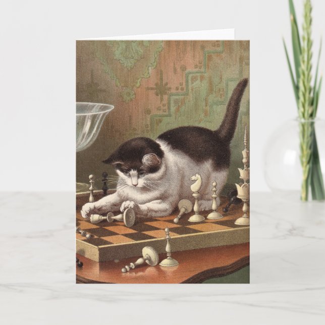 Blank card - Naughty Cat series - Chess Cat (Front)