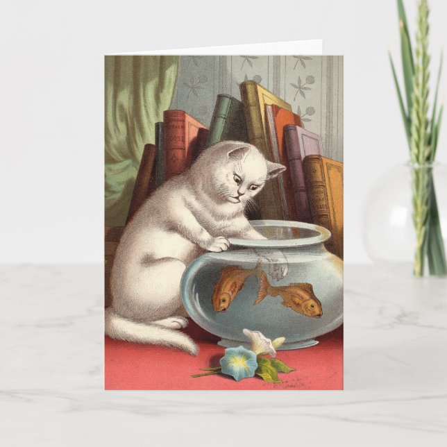 Blank card - Naughty Cat series - Fishing Cat (Front)