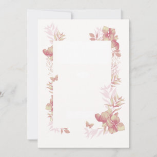 Blank Card -pink shades floral and butterfly motif