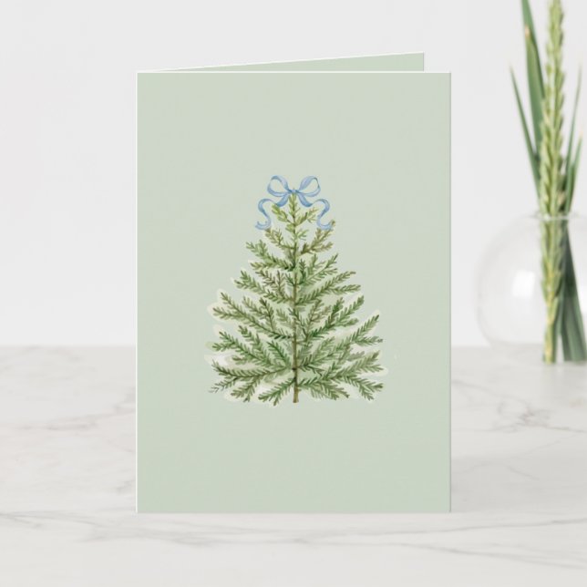 Blank Card with Watercolor Christmas Tree (Front)