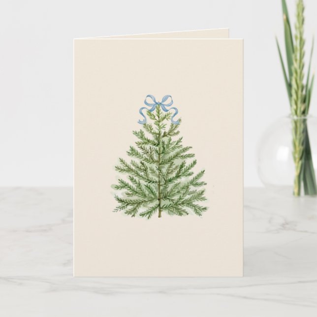 Blank Card with Watercolor Christmas Tree (Front)