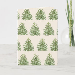 Blank Card with Watercolor Christmas Trees