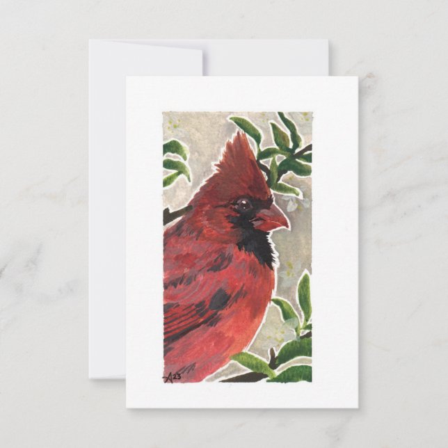 Blank - Cardinal Watercolor Thank You Card (Front)