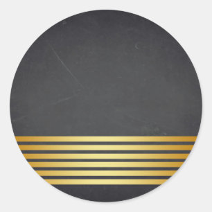Blank Chalkboard Gold Striped Customise Classic Round Sticker