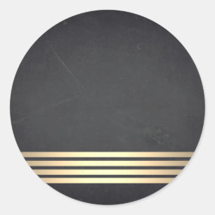 Blank  Chalkboard Gold Striped  Customise Classic Round Sticker