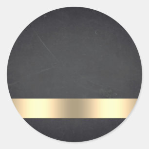Blank  Chalkboard Gold Striped Customise Text Classic Round Sticker