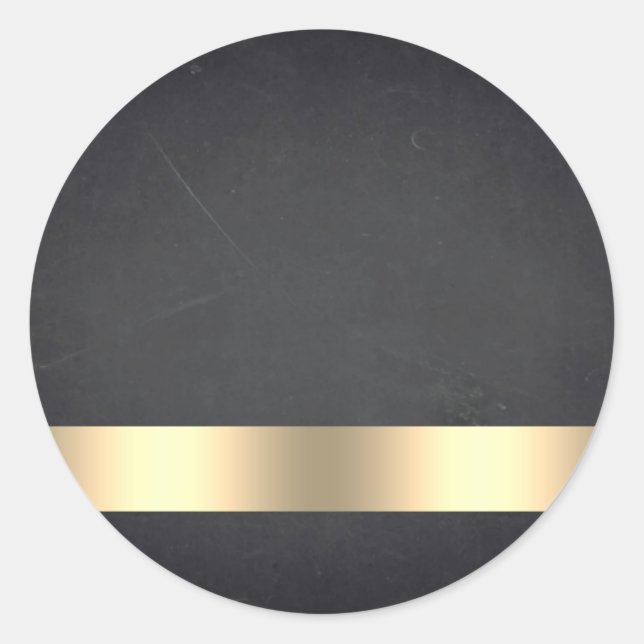 Blank  Chalkboard Gold Striped Customise Text Classic Round Sticker (Front)