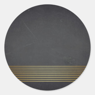 Blank  Chalkboard Gold Striped Customise Text Classic Round Sticker