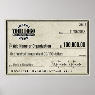 Blank Check for Sweepstakes & Awards AGED LOOK Poster