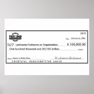 Blank Check for Sweepstakes & Awards Poster