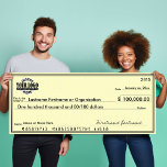 Blank Check for Sweepstakes & Awards YELLOW Poster<br><div class="desc">(CHECK ACCOUNT NUMBERS ARE FALSE)  1) Upload your logo (USE A .PNG FILE). 2) Fill in all of the text information. 3) Choose a poster size and stock.</div>