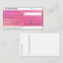 Blank Check Pink Aura Law of Attraction Abundance