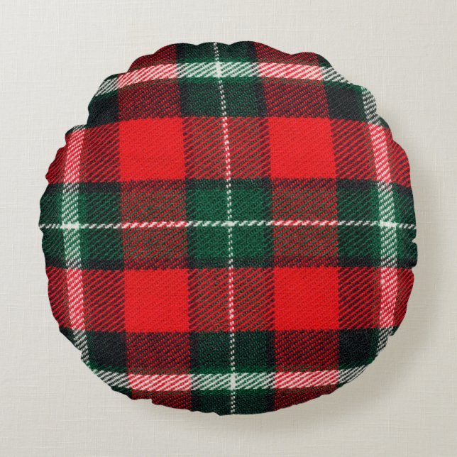 Blank chequered fabric texture, background with co round cushion (Front)