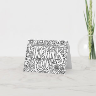 Blank Colouring Fun Hand-Lettered Thank You Card