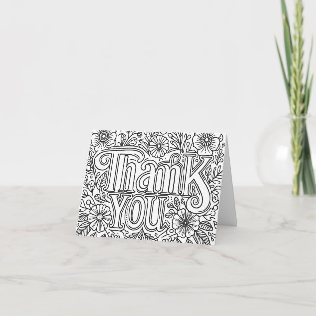 Blank Colouring Fun Hand-Lettered Thank You Card (Front)