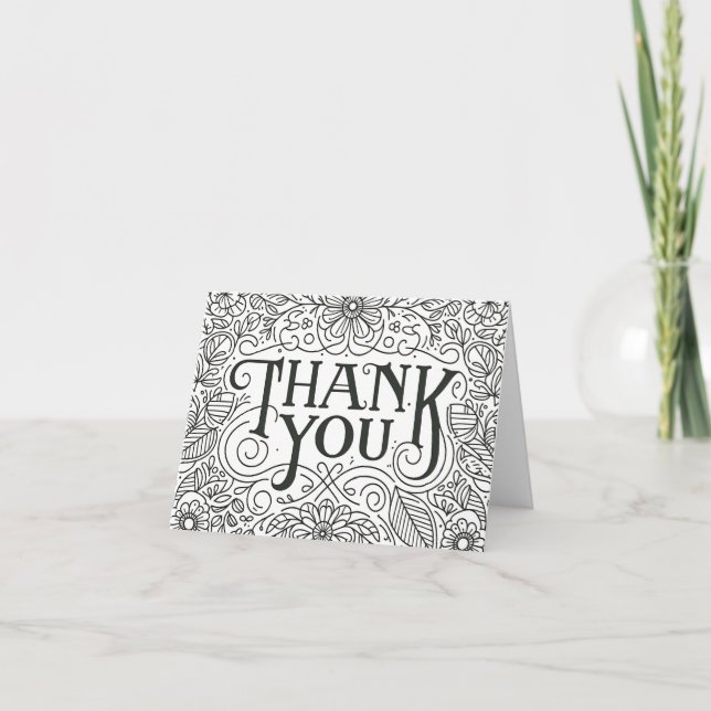 Blank Colouring Fun Hand-Lettered Thank You Card (Front)