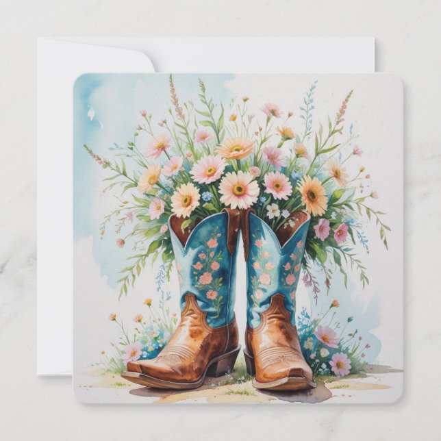 Blank Cowgirl Invitation Card | Western Theme (Front)
