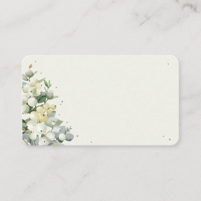 Blank Cream Snowberry+Eucalyptus Winter Wedding Place Card (Front)