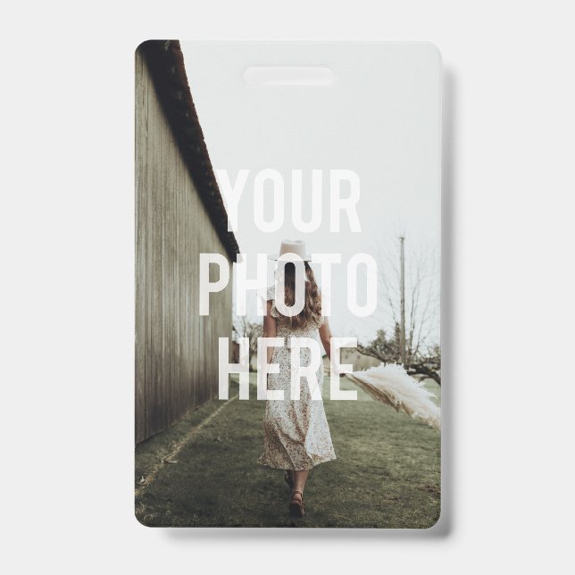 Blank Create Your Own Template Text Photo Image  ID Badge (Front)