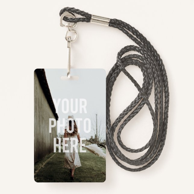 Blank Create Your Own Template Text Photo Image  ID Badge (Front with Lanyard)