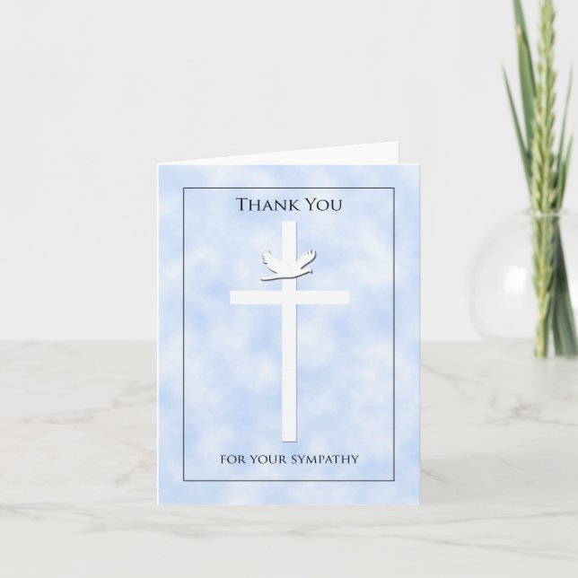 Blank Cross & Dove Sympathy Thank You Note Card (Front)