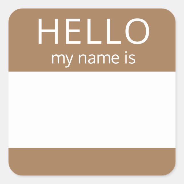 Blank Custom HELLO My Name Is Badge Square Sticker (Front)