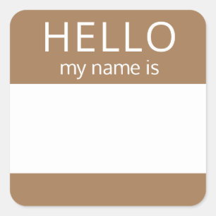 Blank Custom HELLO My Name Is Badge Square Sticker