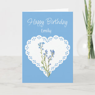 Blank Custom Name Birthday Forget-me-not Flower Card