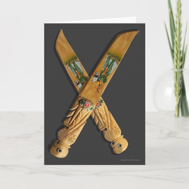 Blank Customisable Wooden Knives Greeting Card (Front)