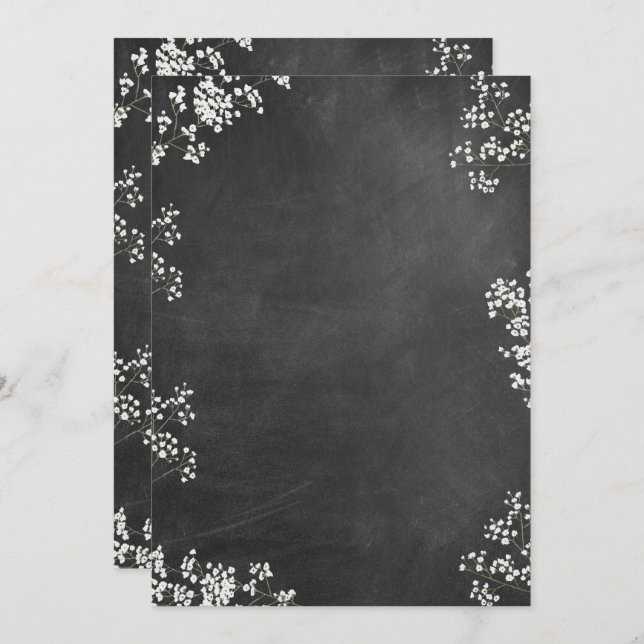 Blank DIY Create Your Own Baby's Breath Chalkboard Invitation (Front/Back)