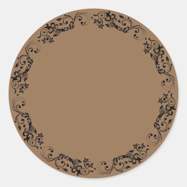 Blank elegant ornament round sticker label (Front)