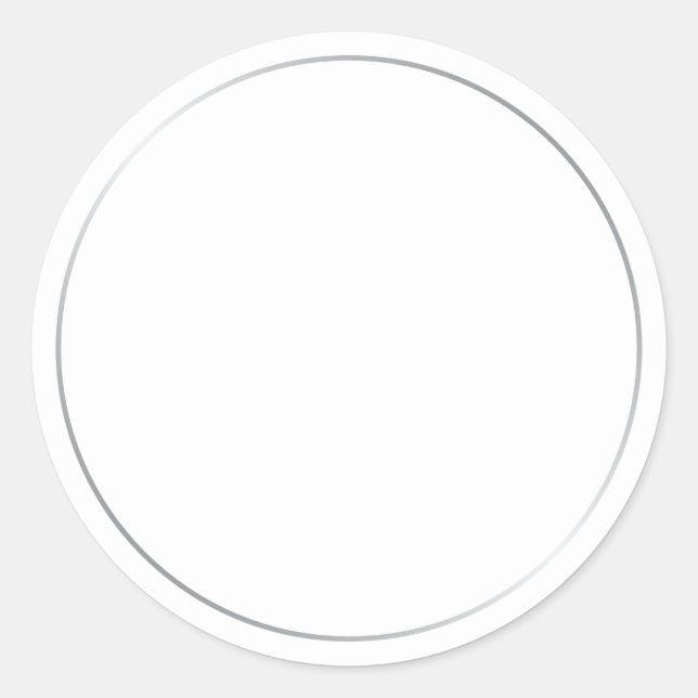 Blank Elegant Silver and White Classic Round Sticker (Front)